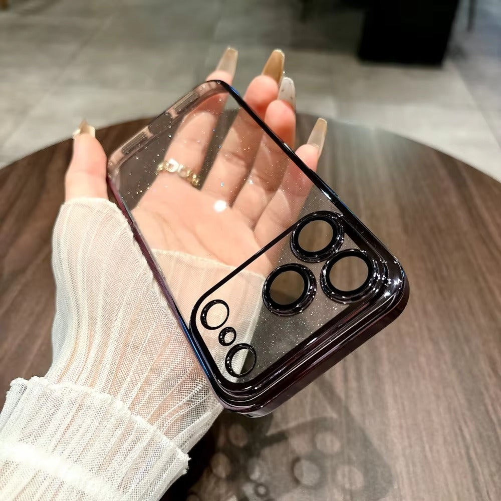 Luxury iPhone Case — Glitter Clear Soft TPU Cover with Camera Protector, Shockproof Anti-Fingerprint Anti-Scratch Dustproof Lightweight Design