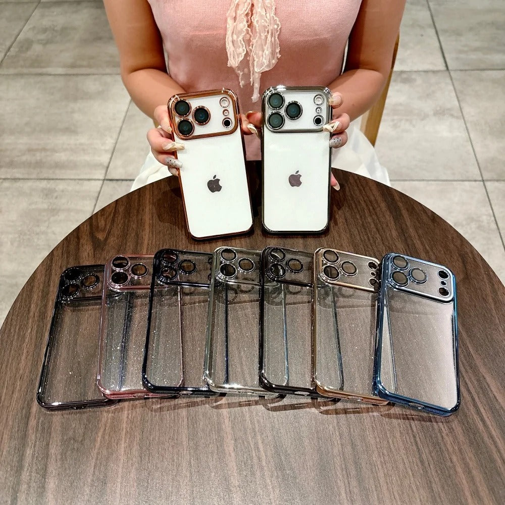Luxury iPhone Case — Glitter Clear Soft TPU Cover with Camera Protector, Shockproof Anti-Fingerprint Anti-Scratch Dustproof Lightweight Design