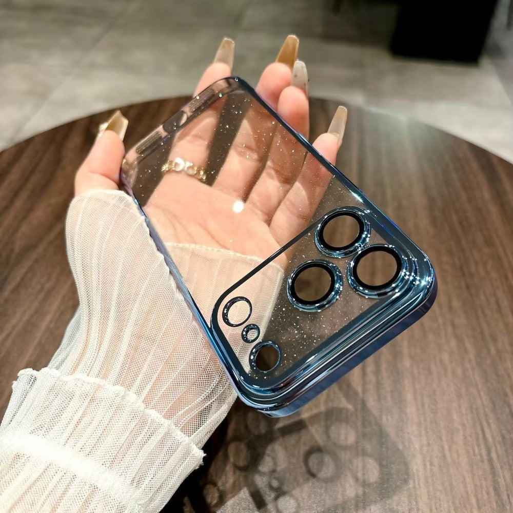 Luxury iPhone Case — Glitter Clear Soft TPU Cover with Camera Protector, Shockproof Anti-Fingerprint Anti-Scratch Dustproof Lightweight Design