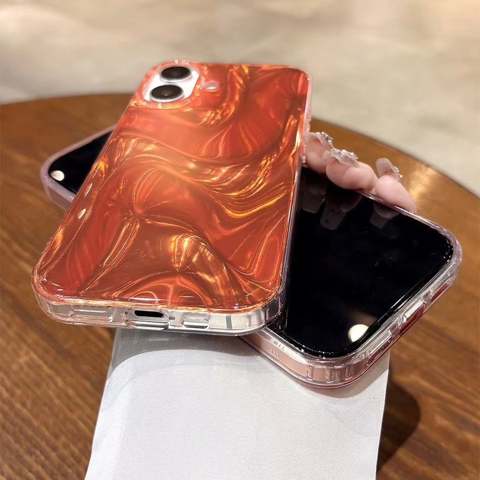 Luxury iPhone Case — Gradient Water Wave Soft TPU Cover with Shockproof Bumper Design, Camera Protection, Anti-Fingerprint Dustproof Non-Slip Finish