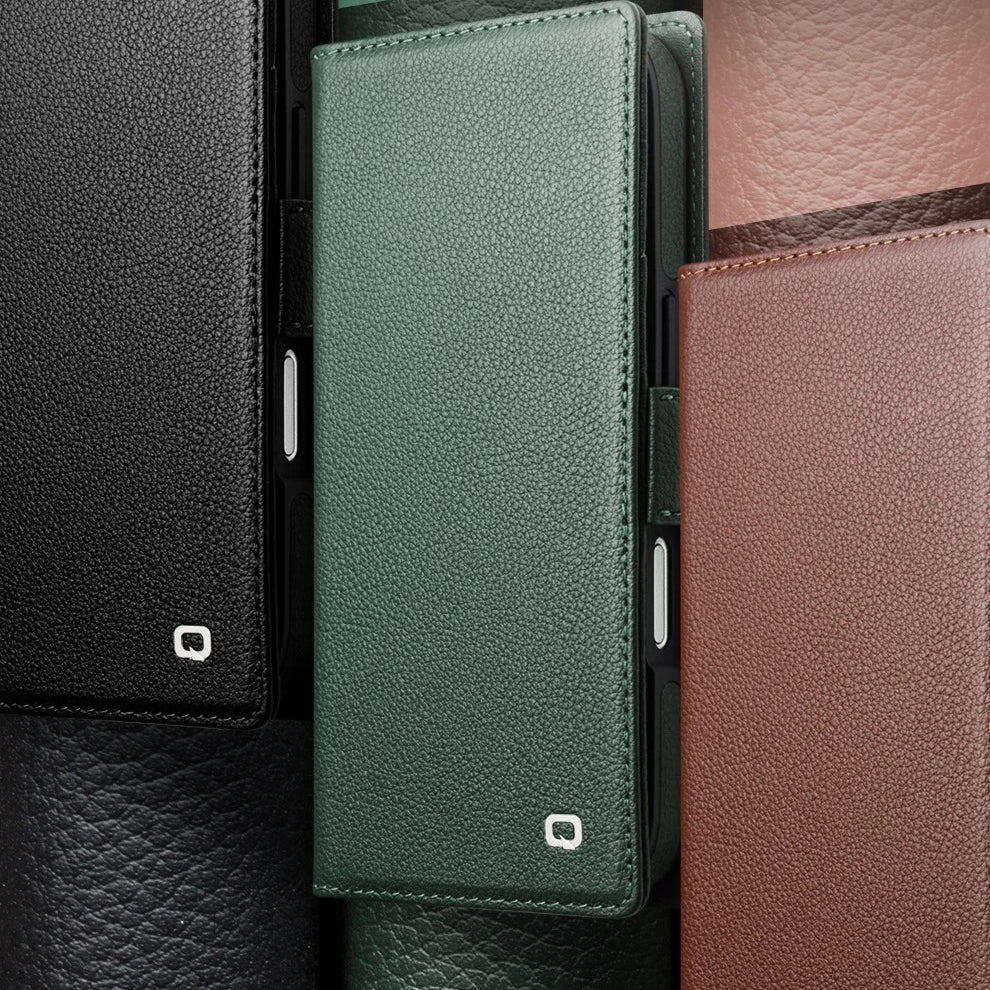 Luxury iPhone Case — Handmade Genuine Leather Wallet Flip Cover with Card Slots, Ultra-Slim Shockproof Design & Horizontal Stand Function