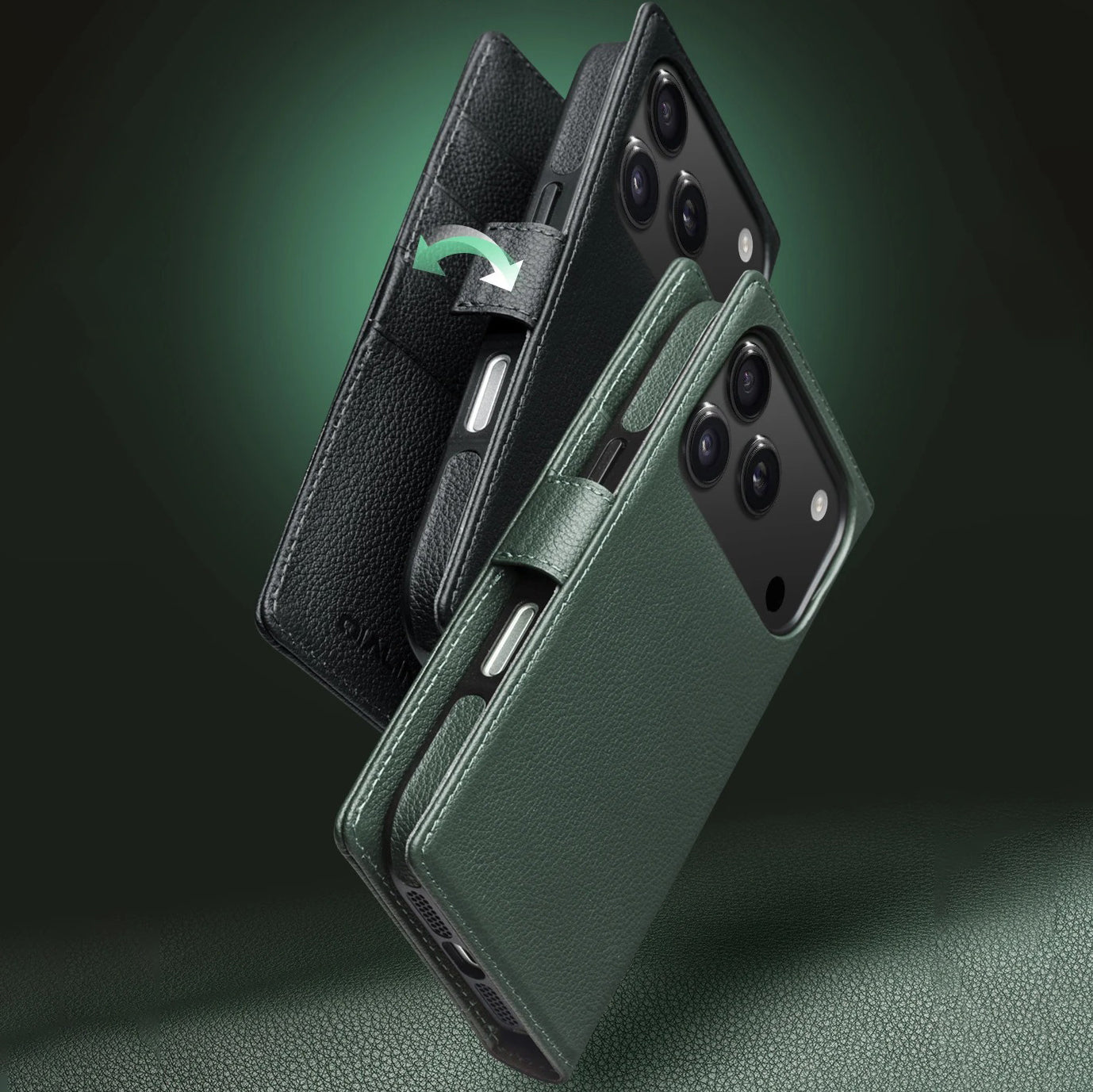 Luxury iPhone Case — Handmade Genuine Leather Wallet Flip Cover with Card Slots, Ultra-Slim Shockproof Design & Horizontal Stand Function