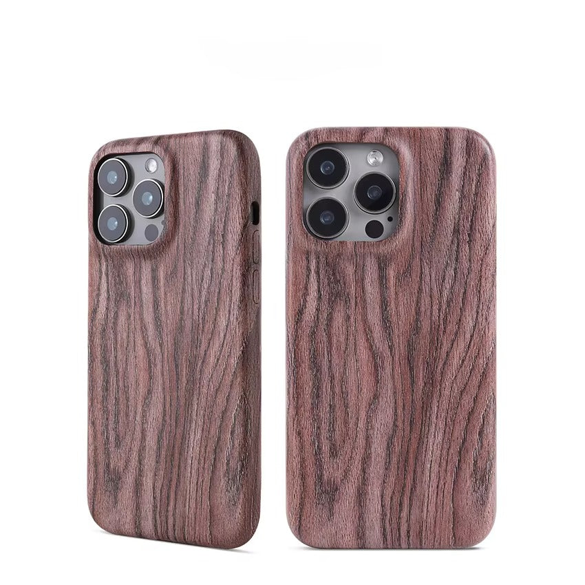 Luxury iPhone Case — Handmade Walnut Wood Protective Cover with TPU Shockproof Frame, Slim Durable Design, Magnetic Attachment for Supported Models