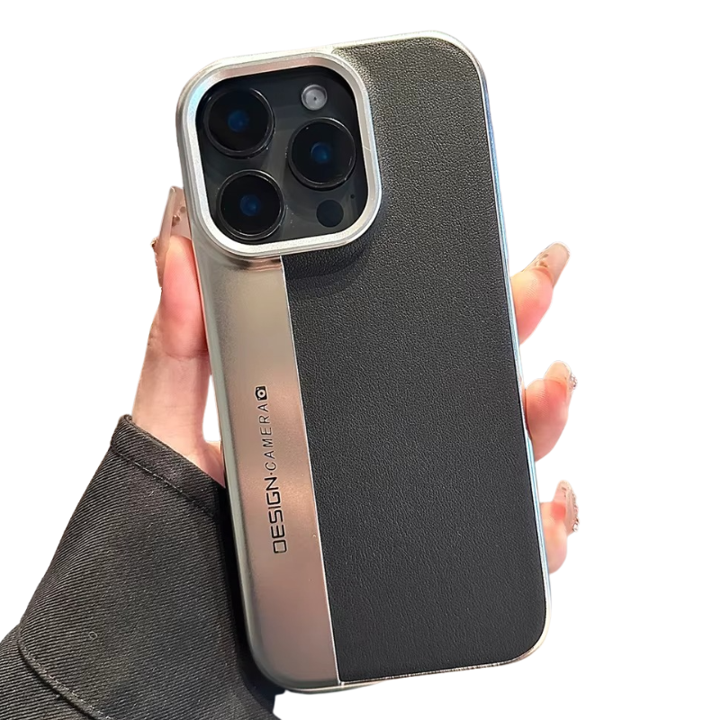 Luxury iPhone Case — Hard Leather + PC Camera-Protection Cover with Shockproof Tough Design, Anti-Fingerprint Anti-Scratch Finish & Color-Contrast Style