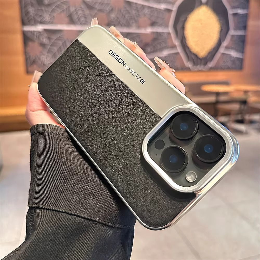 Luxury iPhone Case — Hard Leather + PC Camera-Protection Cover with Shockproof Tough Design, Anti-Fingerprint Anti-Scratch Finish & Color-Contrast Style