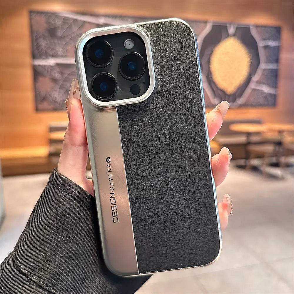 Luxury iPhone Case — Hard Leather + PC Camera-Protection Cover with Shockproof Tough Design, Anti-Fingerprint Anti-Scratch Finish & Color-Contrast Style