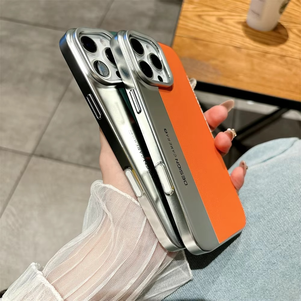 Luxury iPhone Case — Hard Leather + PC Camera-Protection Cover with Shockproof Tough Design, Anti-Fingerprint Anti-Scratch Finish & Color-Contrast Style