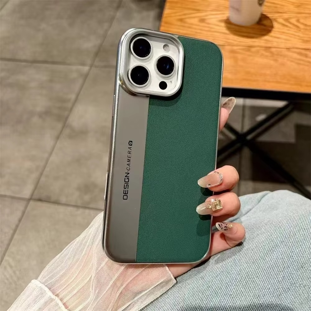 Luxury iPhone Case — Hard Leather + PC Camera-Protection Cover with Shockproof Tough Design, Anti-Fingerprint Anti-Scratch Finish & Color-Contrast Style