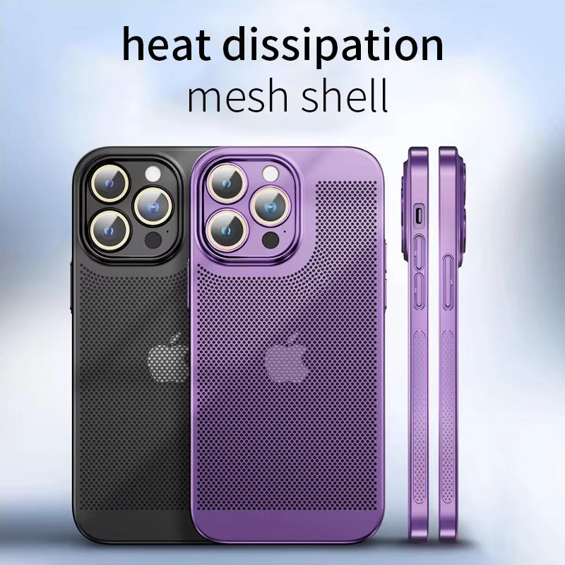 Luxury iPhone Case — Heat-Dissipation Electroplated Hollow PC Shell with Lightweight Anti-Fingerprint Anti-Scratch Cooling Design & Non-Slip Half-Wrapped Protection