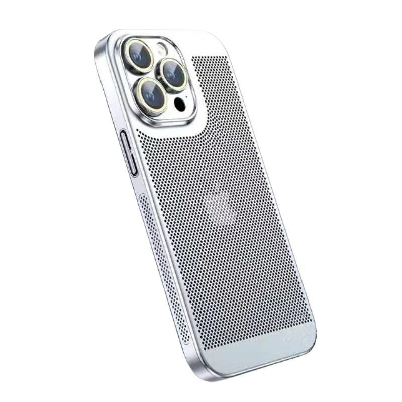 Luxury iPhone Case — Heat-Dissipation Electroplated Hollow PC Shell with Lightweight Anti-Fingerprint Anti-Scratch Cooling Design & Non-Slip Half-Wrapped Protection