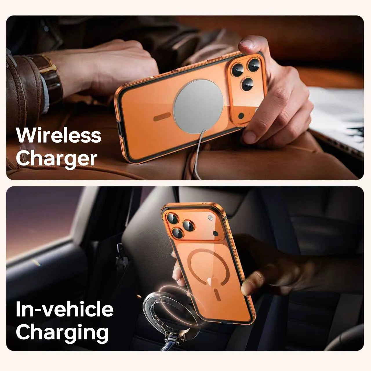 Luxury iPhone Case — High-End Metal Frame MagSafe Cover with HD Acrylic Backplate and Durable Shockproof Protective Design