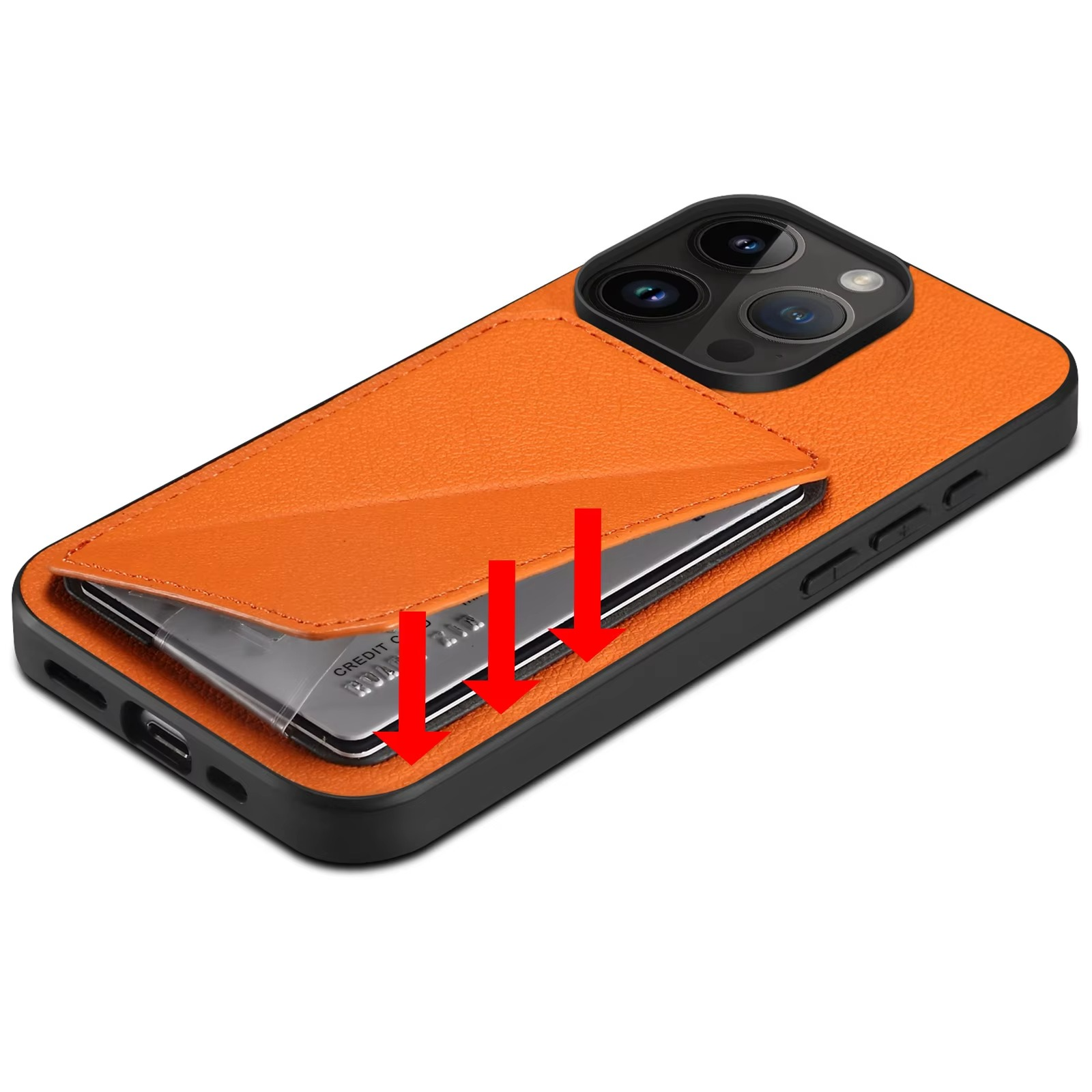 Luxury iPhone Case — Imitation Cowhide Leather Back Cover with Card Slot, Magnetic Holder, Shockproof Protection and Anti-Fingerprint Design