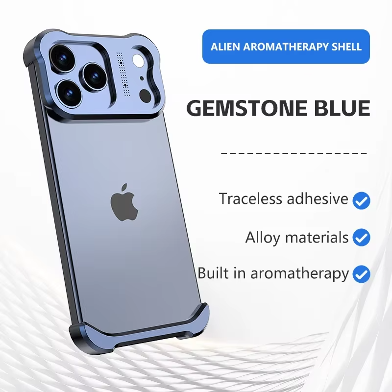 Luxury iPhone Case — Irregular Titanium Alloy Bumper with Shockproof Borderless Design, Lens Protector, Matte Anti-Slip Finish and Lightweight Build