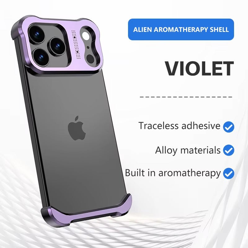 Luxury iPhone Case — Irregular Titanium Alloy Bumper with Shockproof Borderless Design, Lens Protector, Matte Anti-Slip Finish and Lightweight Build