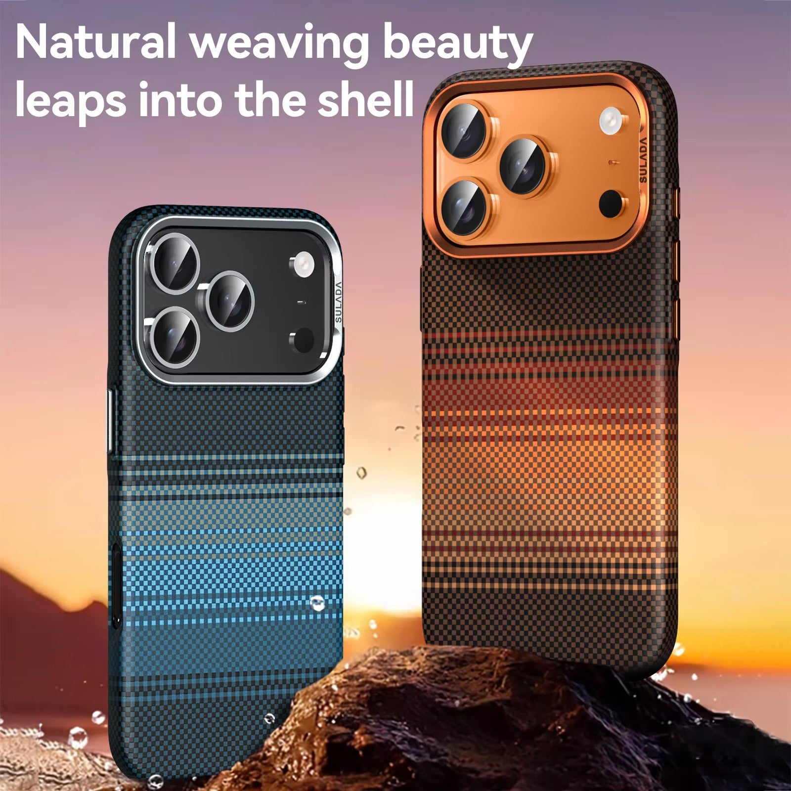 Luxury iPhone Case — Kevlar Carbon-Fiber Texture MagSafe Cover with Tough Shockproof PC Protection and Wireless-Charging Safe Design