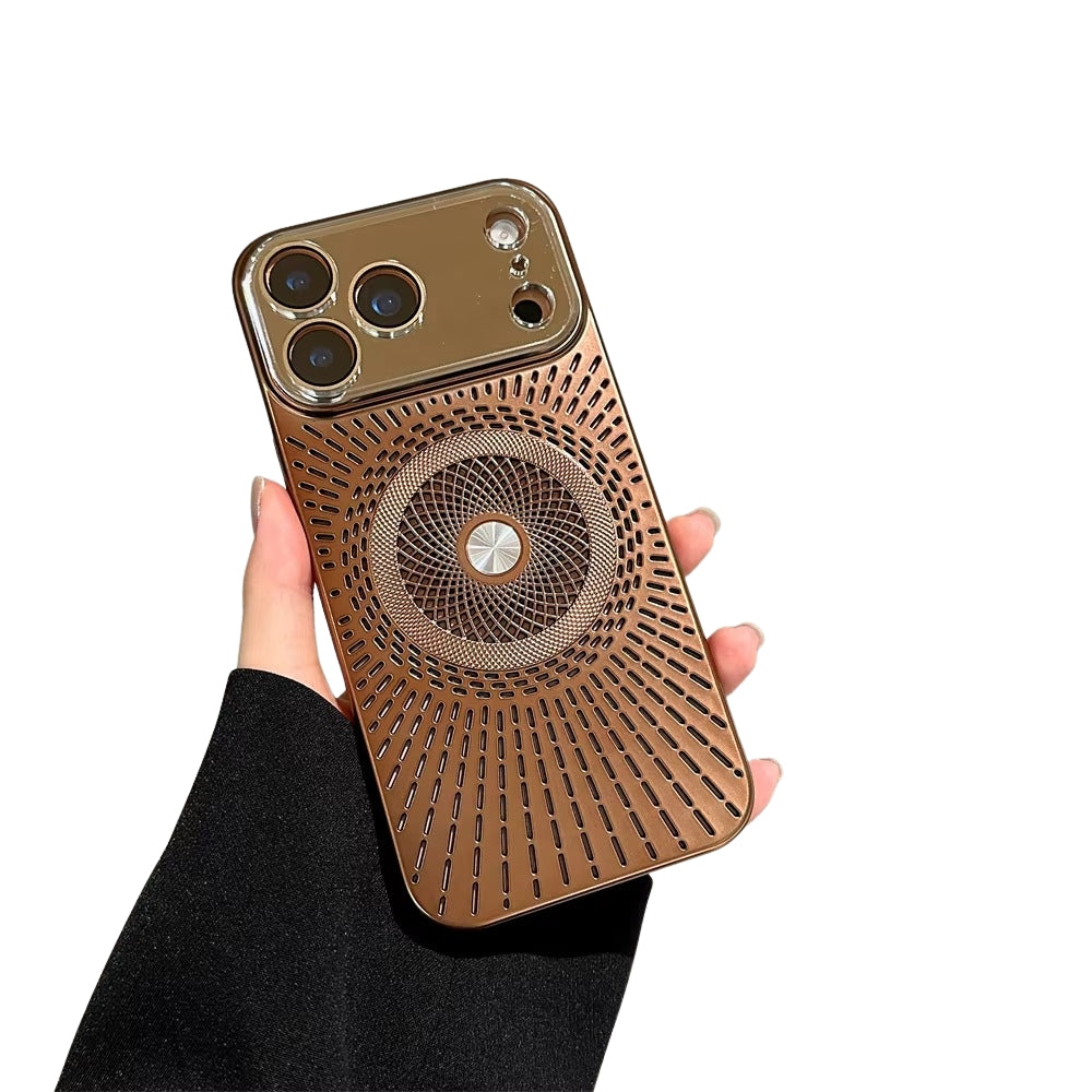 Luxury iPhone Case — Large-Window Litchi Texture MagSafe Cover with Rotating Bracket Stand and Shockproof TPU+PC Protective Design