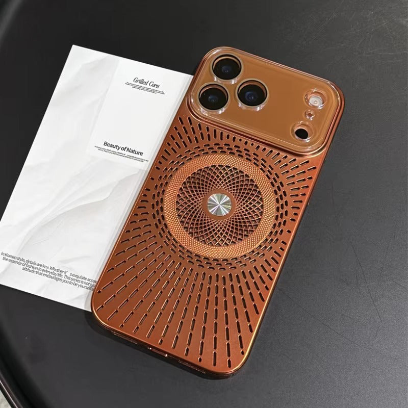 Luxury iPhone Case — Large-Window Litchi Texture MagSafe Cover with Rotating Bracket Stand and Shockproof TPU+PC Protective Design