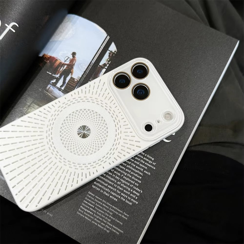 Luxury iPhone Case — Large-Window Litchi Texture MagSafe Cover with Rotating Bracket Stand and Shockproof TPU+PC Protective Design