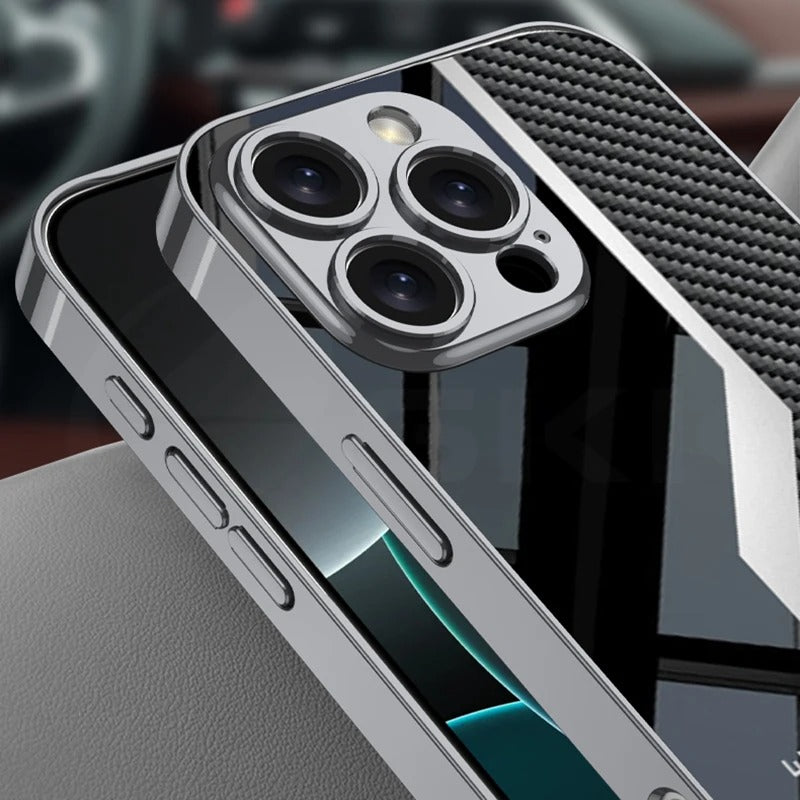 Luxury iPhone Case — Leather Plating Cover with Soft TPU Edges, Shockproof Anti-Scratch Design, Ultra-Thin Plated Frame & Full Camera Lens Protection