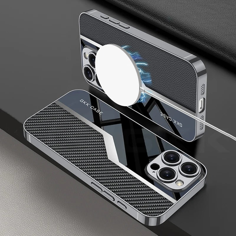 Luxury iPhone Case — Leather Plating Cover with Soft TPU Edges, Shockproof Anti-Scratch Design, Ultra-Thin Plated Frame & Full Camera Lens Protection