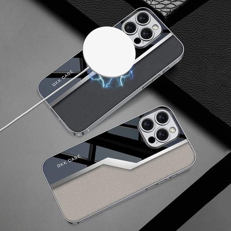 Luxury iPhone Case — Leather Plating Cover with Soft TPU Edges, Shockproof Anti-Scratch Design, Ultra-Thin Plated Frame & Full Camera Lens Protection