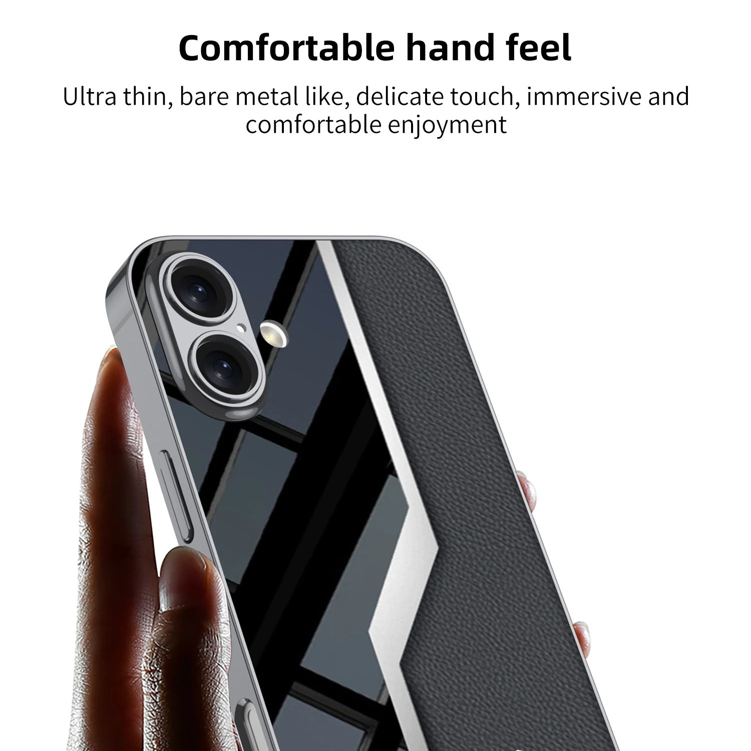 Luxury iPhone Case — Leather Plating Cover with Soft TPU Edges, Shockproof Anti-Scratch Design, Ultra-Thin Plated Frame & Full Camera Lens Protection