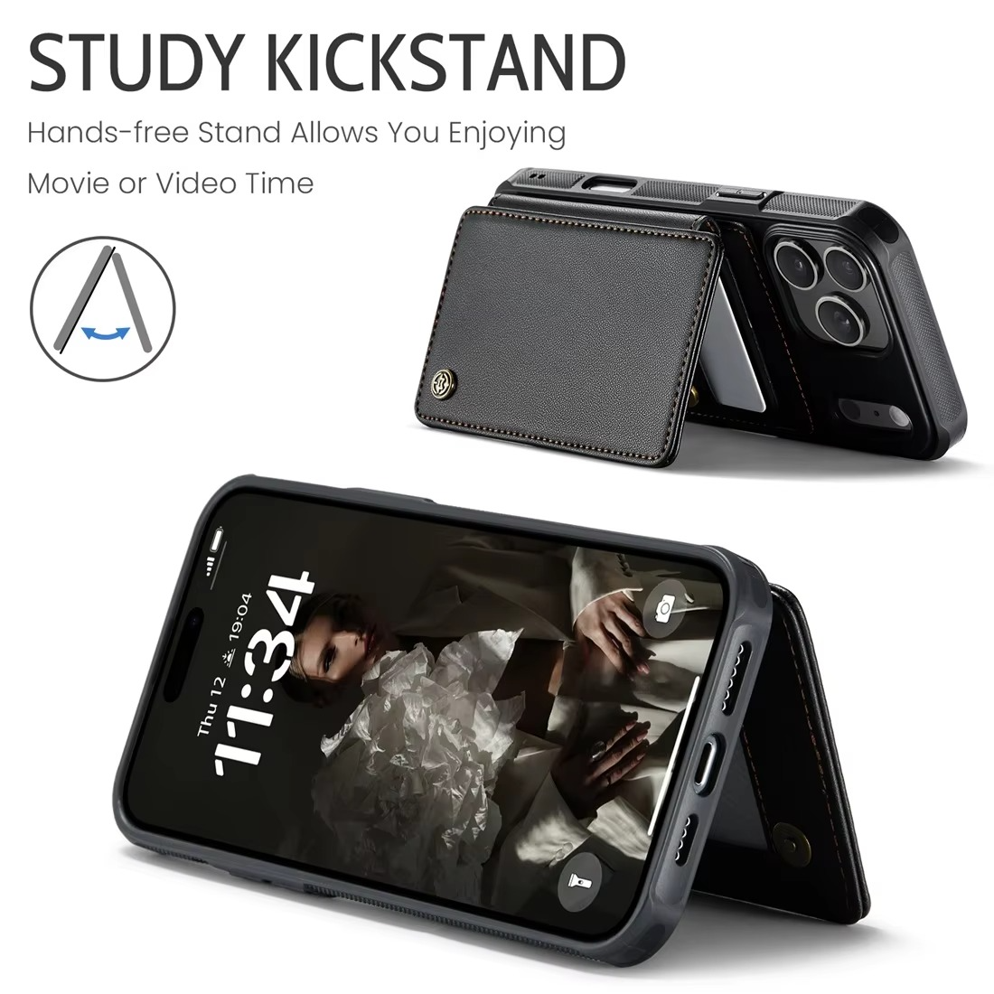 Luxury iPhone Case — Leather RFID Card Wallet with Magnetic Shockproof Cover, Anti-Fingerprint Anti-Scratch, Non-Slip Plain and Geometric Design