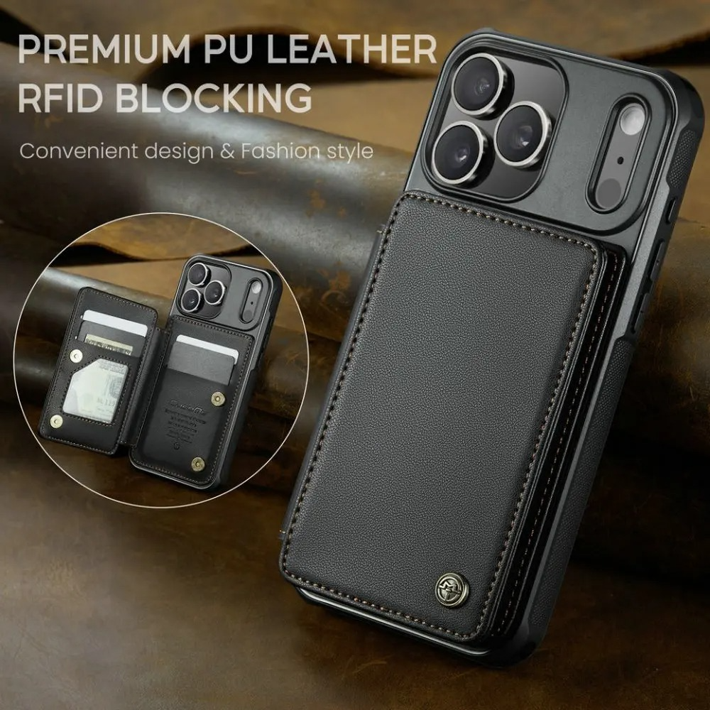 Luxury iPhone Case — Leather RFID Card Wallet with Magnetic Shockproof Cover, Anti-Fingerprint Anti-Scratch, Non-Slip Plain and Geometric Design