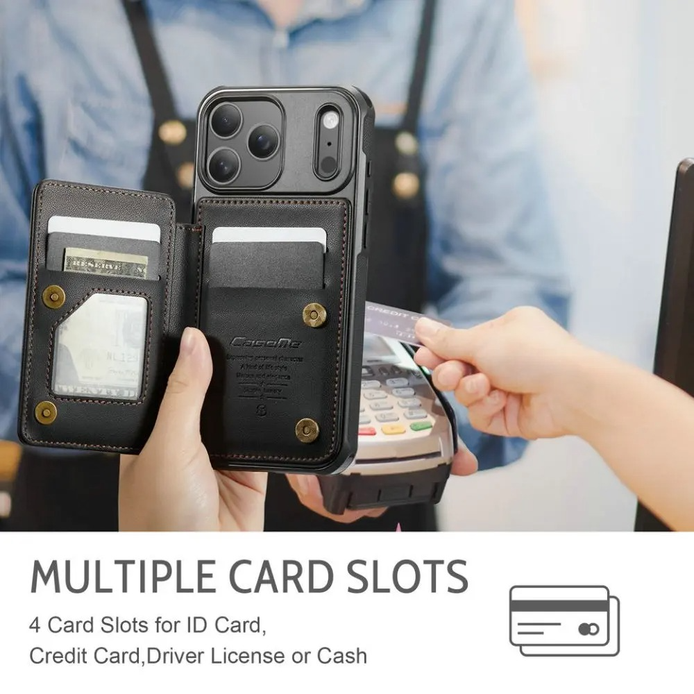 Luxury iPhone Case — Leather RFID Card Wallet with Magnetic Shockproof Cover, Anti-Fingerprint Anti-Scratch, Non-Slip Plain and Geometric Design