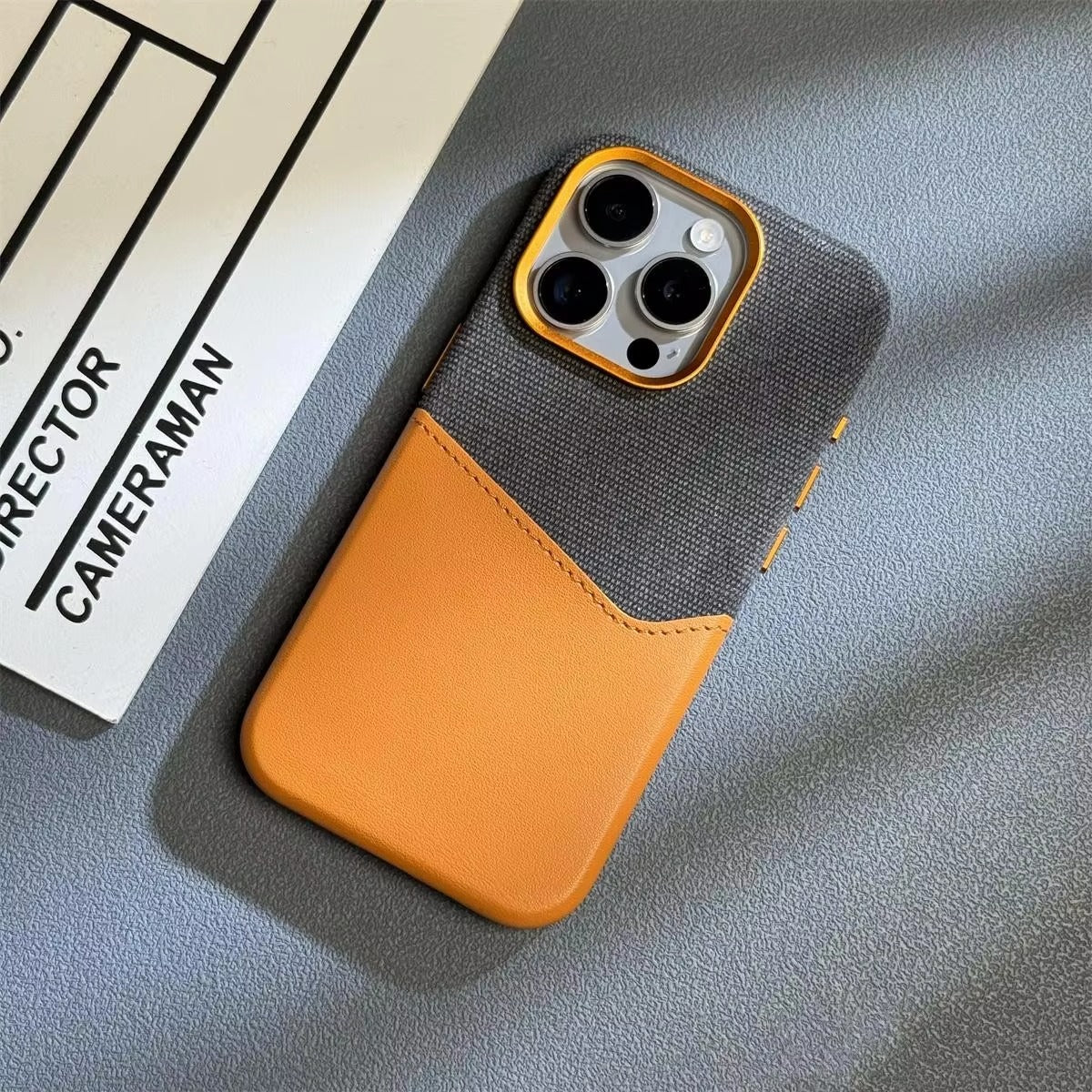 Luxury iPhone Case — Linen PU Leather MagSafe Cover with Card Slot Holder, Shockproof Full-Protection Design and Matte Anti-Fingerprint Finish