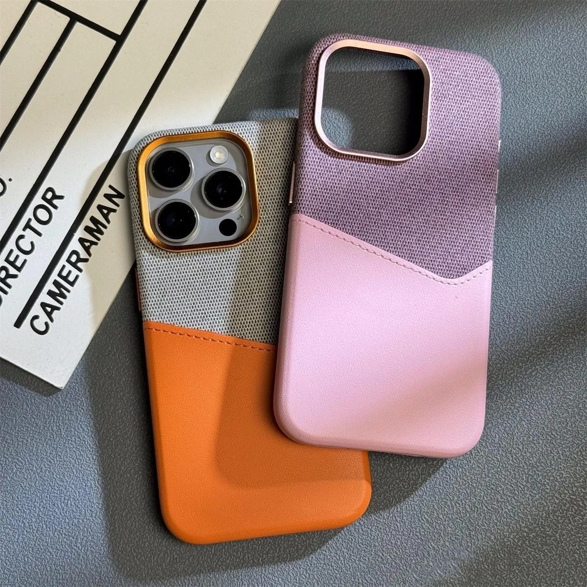 Luxury iPhone Case — Linen PU Leather MagSafe Cover with Card Slot Holder, Shockproof Full-Protection Design and Matte Anti-Fingerprint Finish