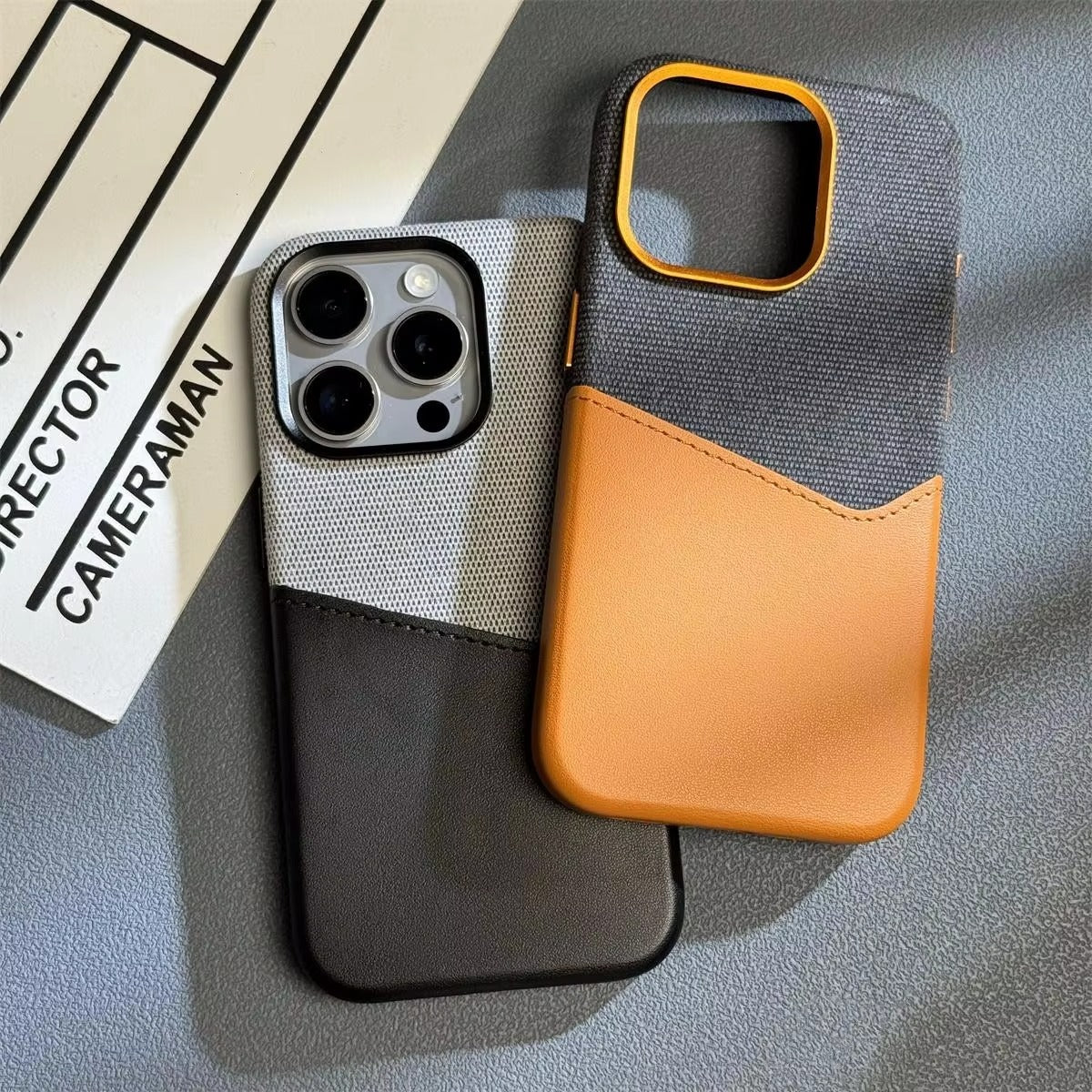 Luxury iPhone Case — Linen PU Leather MagSafe Cover with Card Slot Holder, Shockproof Full-Protection Design and Matte Anti-Fingerprint Finish