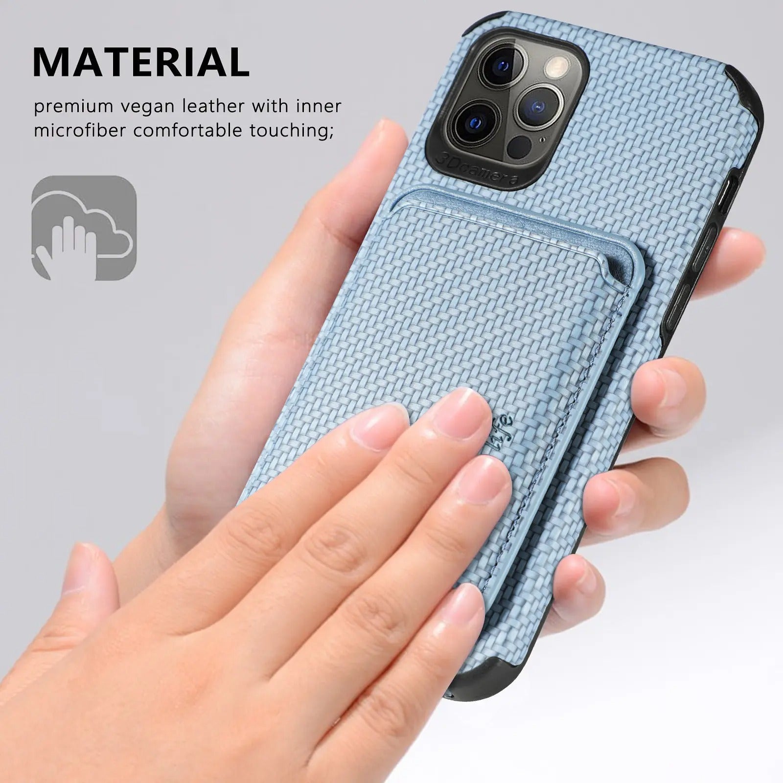 Luxury iPhone Case — MagSafe Carbon Fiber Cover with Detachable Card Holder, Dual-Layer Protection, Matte Anti-Fingerprint Finish and Wireless-Charging Safe Design