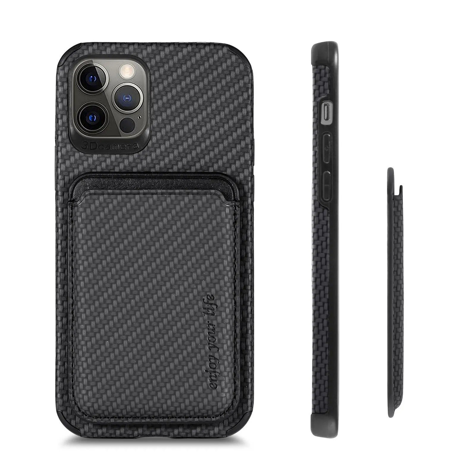 Luxury iPhone Case — MagSafe Carbon Fiber Cover with Detachable Card Holder, Dual-Layer Protection, Matte Anti-Fingerprint Finish and Wireless-Charging Safe Design