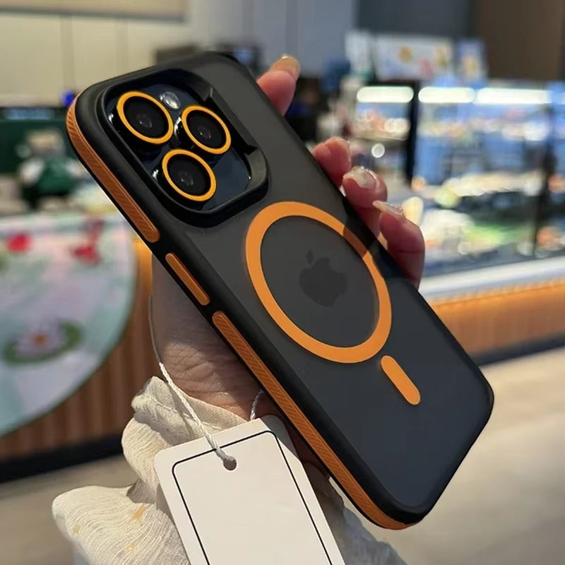 Luxury iPhone Case — MagSafe Colorblock Translucent Frosted Cover with Shockproof Anti-Slip Design and Stylish Matte Finish