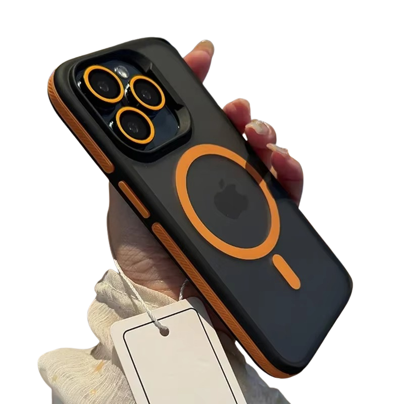 Luxury iPhone Case — MagSafe Colorblock Translucent Frosted Cover with Shockproof Anti-Slip Design and Stylish Matte Finish