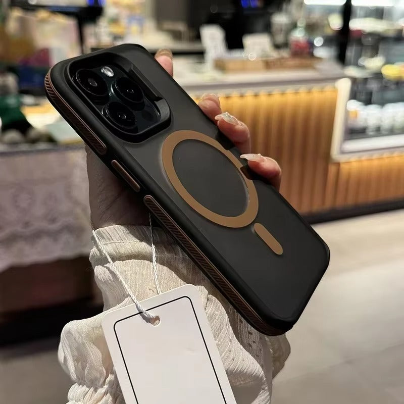 Luxury iPhone Case — MagSafe Colorblock Translucent Frosted Cover with Shockproof Anti-Slip Design and Stylish Matte Finish