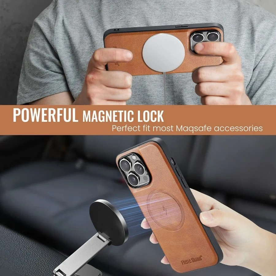 Luxury iPhone Case — MagSafe Detachable Leather Wallet Cover with Magnetic Stand, 4-Card Storage, Retro Design and Wireless-Charging Safe Protection