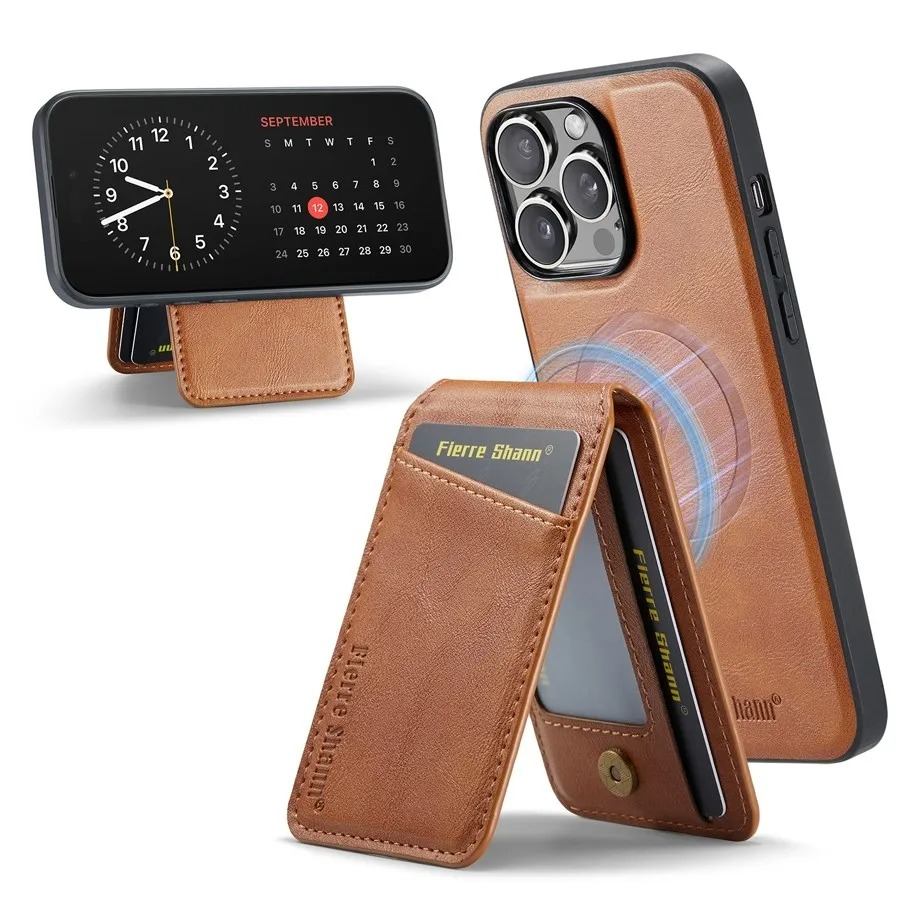 Luxury iPhone Case — MagSafe Detachable Leather Wallet Cover with Magnetic Stand, 4-Card Storage, Retro Design and Wireless-Charging Safe Protection