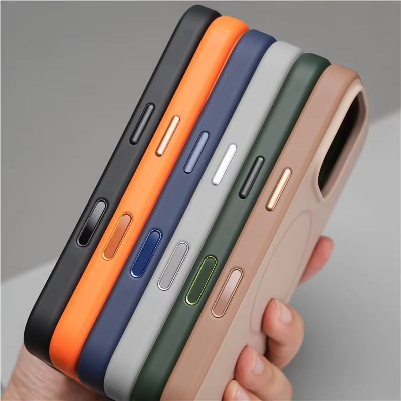 Luxury iPhone Case — MagSafe Frosted TPU+PC Shockproof Cover with Camera Button and Anti-Fingerprint Matte Design