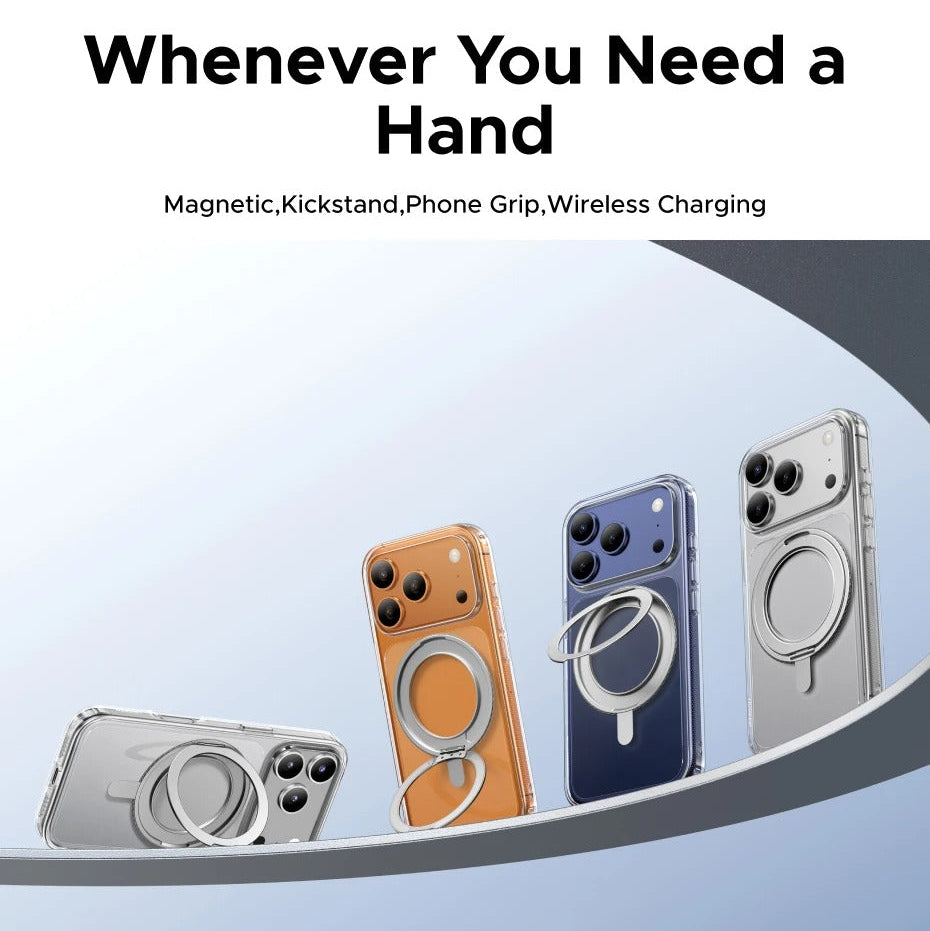 Luxury iPhone Case — MagSafe Magnetic 360° Rotating Stand Cover with PC+TPU Protection, Anti-Fingerprint Non-Slip Design and Dustproof Transparent Finish