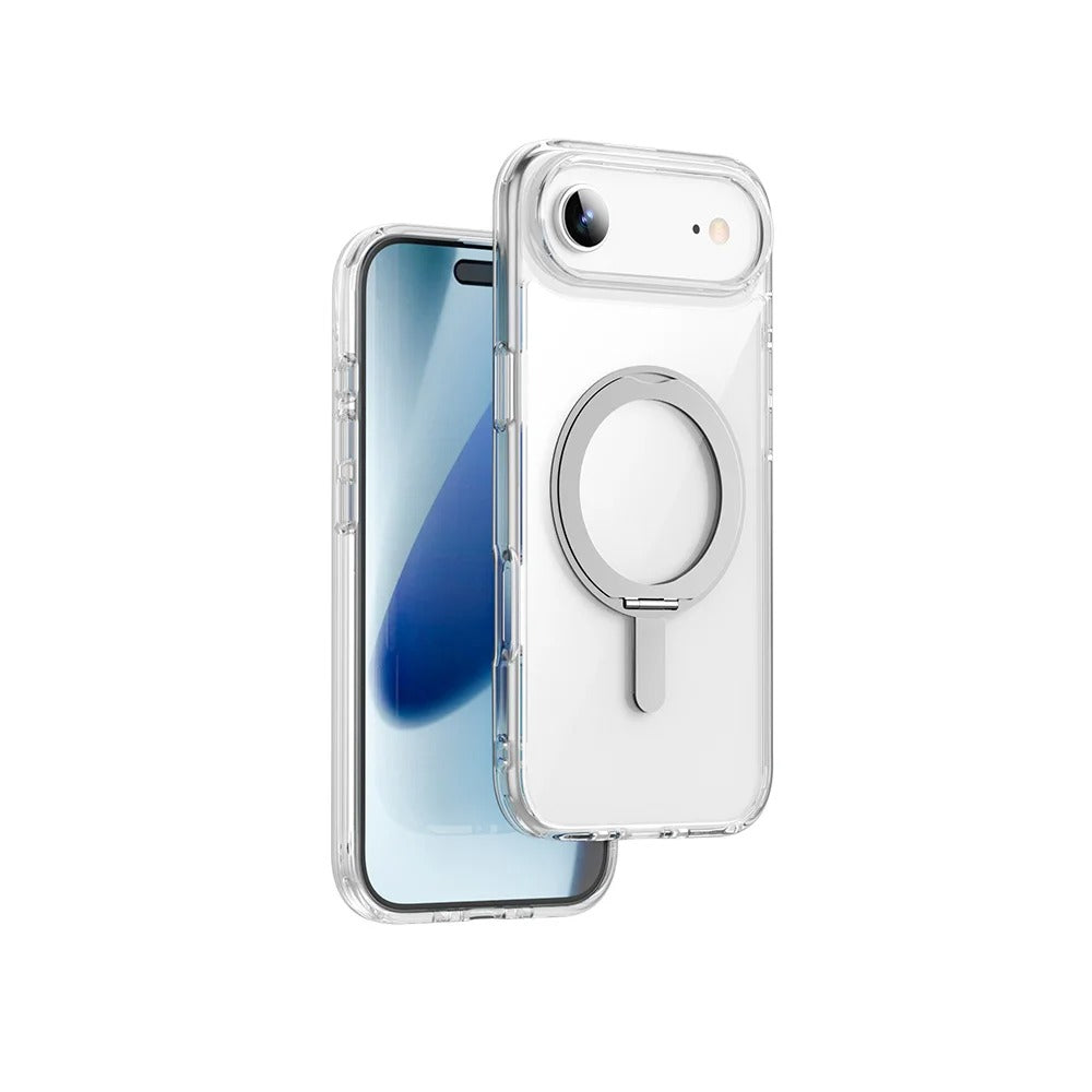 Luxury iPhone Case — MagSafe Magnetic 360° Rotating Stand Cover with PC+TPU Protection, Anti-Fingerprint Non-Slip Design and Dustproof Transparent Finish