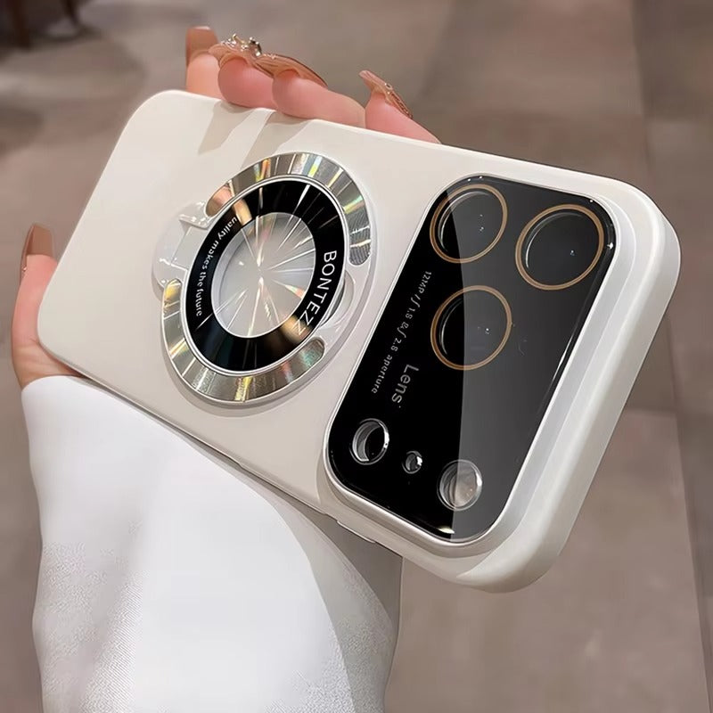 Luxury iPhone Case — MagSafe Magnetic Cover with Bracket Holder Ring, Full Lens Protection, Shockproof Matte Anti-Fingerprint Dustproof Non-Slip Design