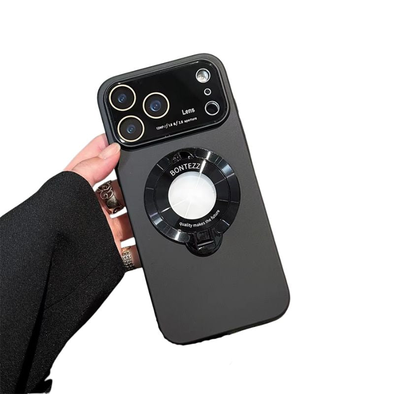 Luxury iPhone Case — MagSafe Magnetic Cover with Bracket Holder Ring, Full Lens Protection, Shockproof Matte Anti-Fingerprint Dustproof Non-Slip Design