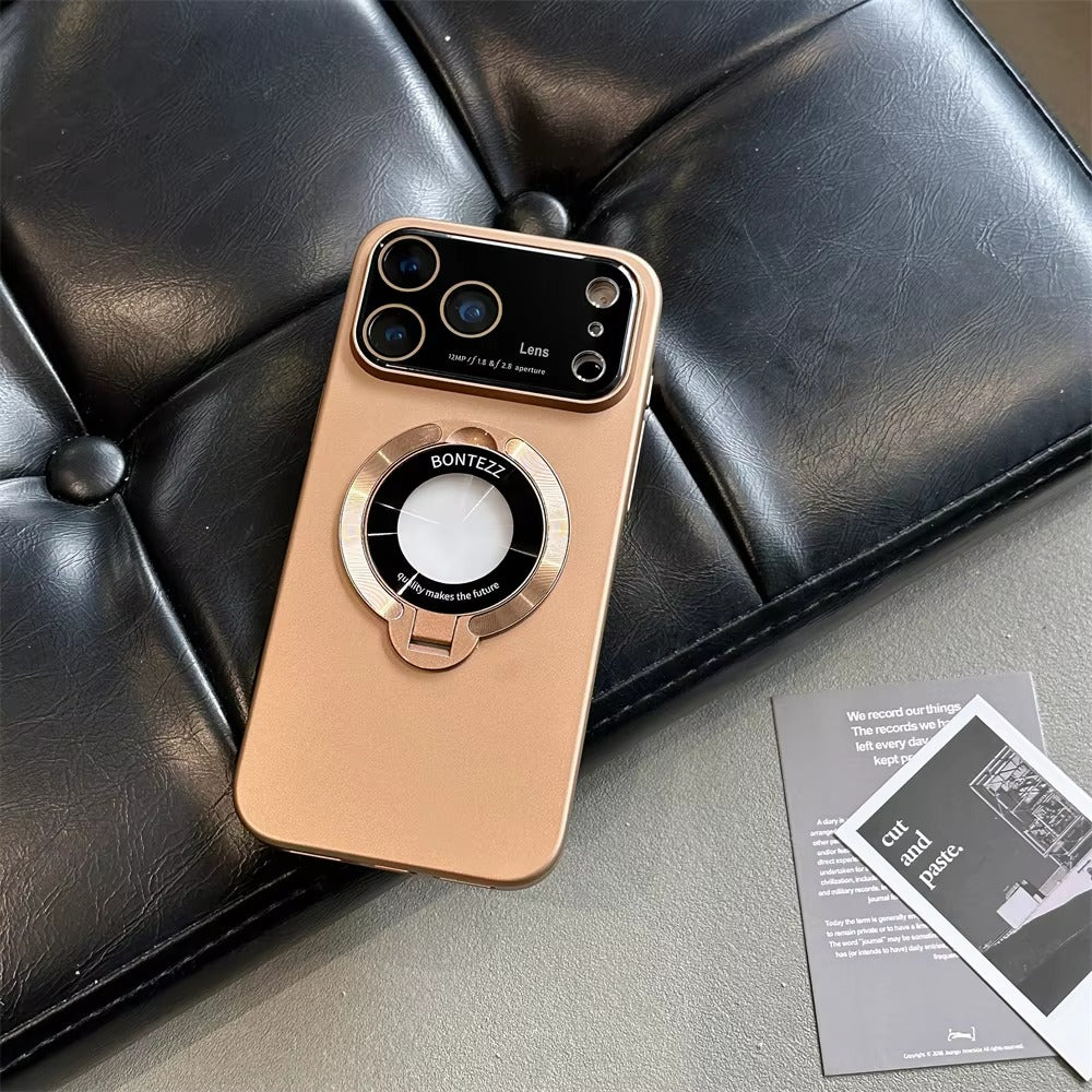 Luxury iPhone Case — MagSafe Magnetic Cover with Bracket Holder Ring, Full Lens Protection, Shockproof Matte Anti-Fingerprint Dustproof Non-Slip Design