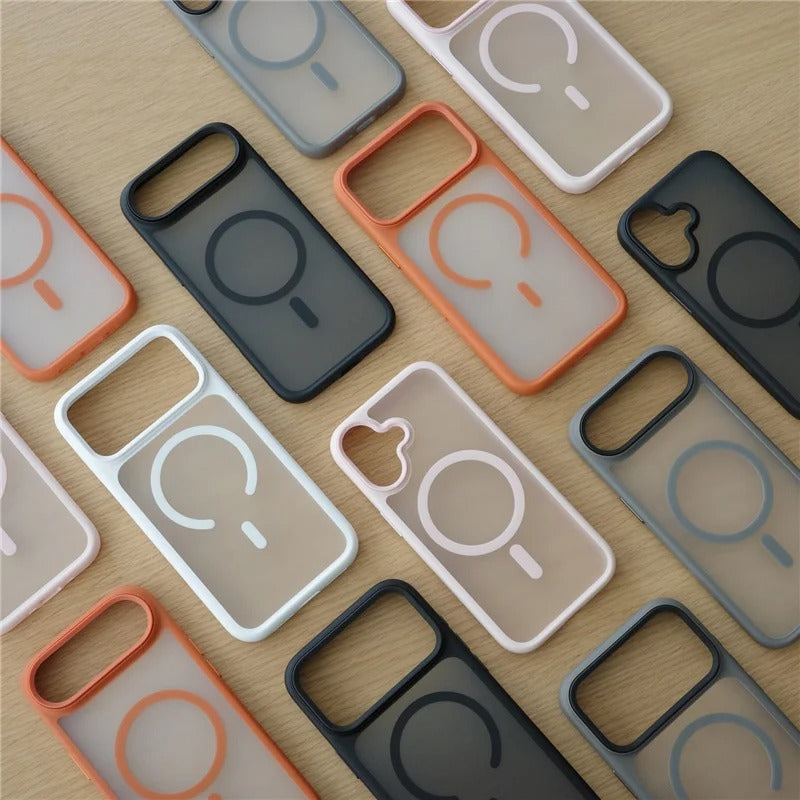 Luxury iPhone Case — MagSafe Magnetic TPU+PC Shockproof Cover with Camera Button and Anti-Fingerprint Matte Finish