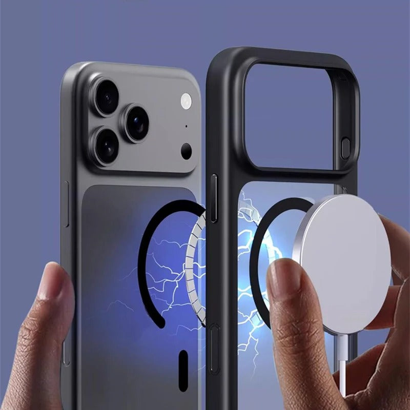 Luxury iPhone Case — MagSafe Magnetic TPU+PC Shockproof Cover with Camera Button and Anti-Fingerprint Matte Finish