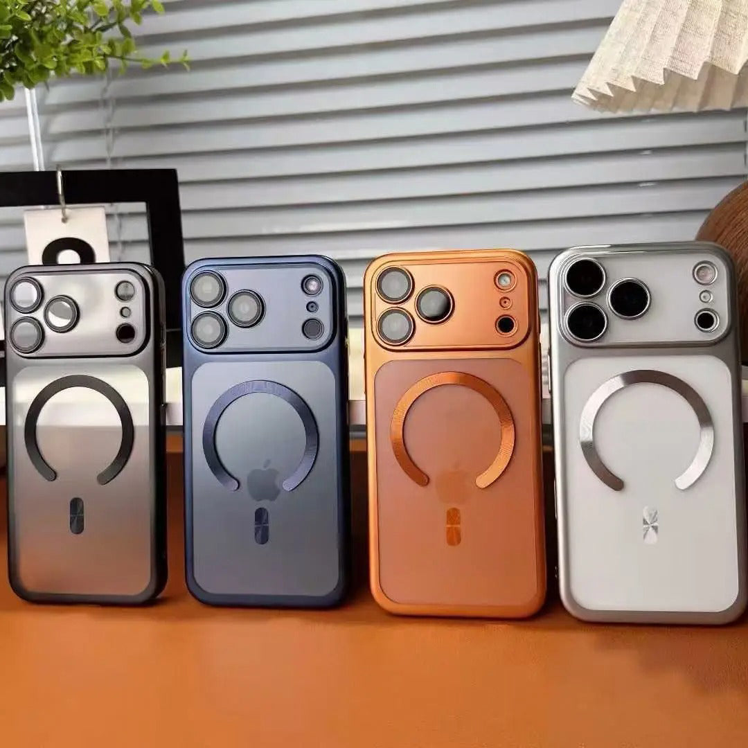 Luxury iPhone Case — MagSafe Matte Plating Translucent Silicone Cover with Shockproof Protection, Lens Film Guard, Anti-Fingerprint Non-Slip Design