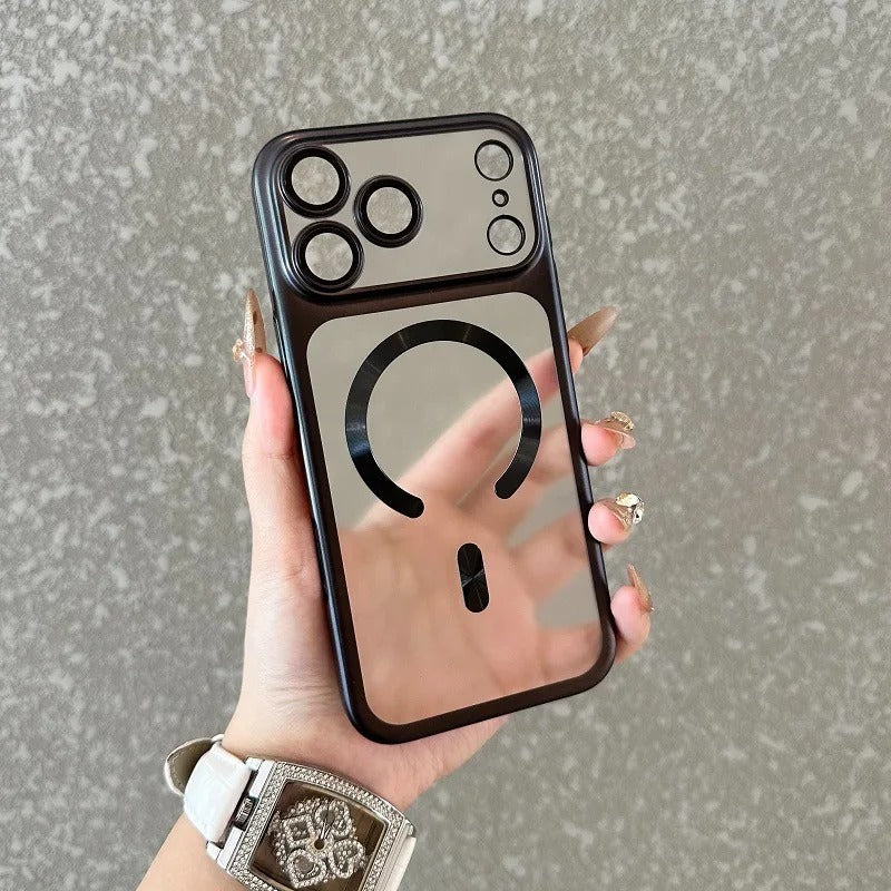 Luxury iPhone Case — MagSafe Matte Plating Translucent Silicone Cover with Shockproof Protection, Lens Film Guard, Anti-Fingerprint Non-Slip Design