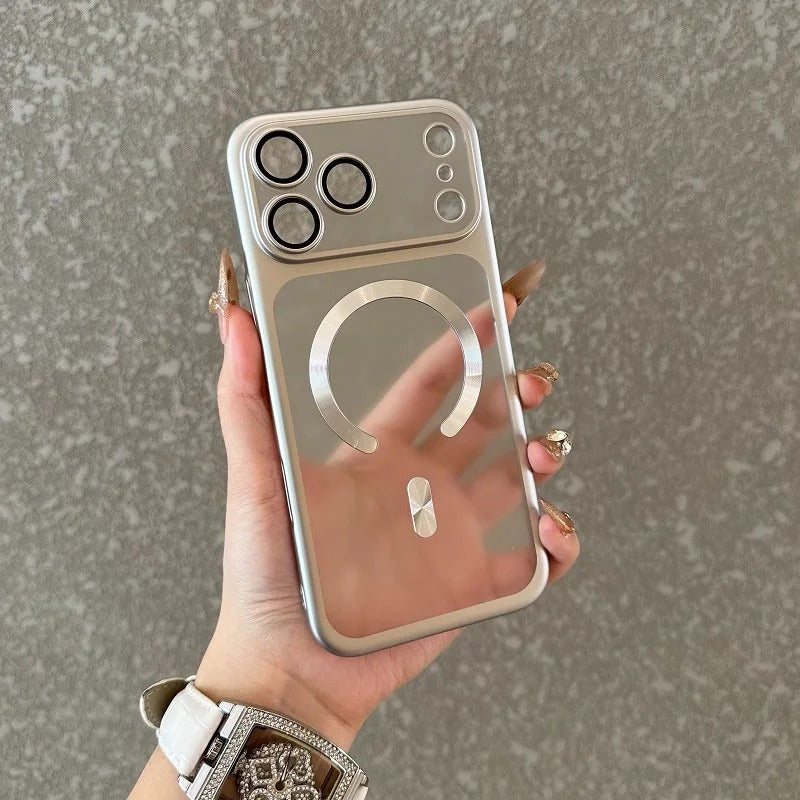 Luxury iPhone Case — MagSafe Matte Plating Translucent Silicone Cover with Shockproof Protection, Lens Film Guard, Anti-Fingerprint Non-Slip Design